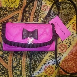 Betsey Johnson Be Mine Crossbody Clutch hot pink
